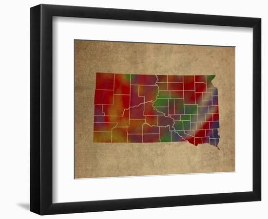 SD Colorful Counties-Red Atlas Designs-Framed Giclee Print