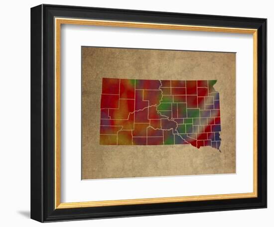 SD Colorful Counties-Red Atlas Designs-Framed Giclee Print