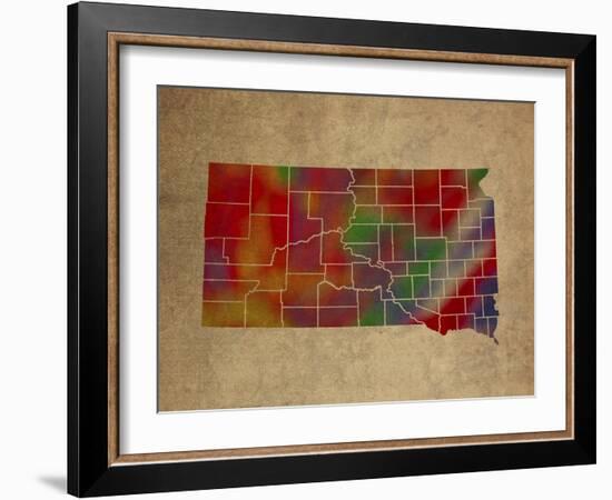 SD Colorful Counties-Red Atlas Designs-Framed Giclee Print