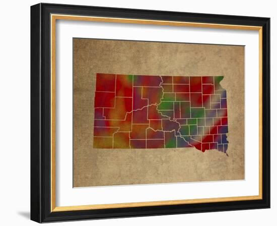 SD Colorful Counties-Red Atlas Designs-Framed Giclee Print