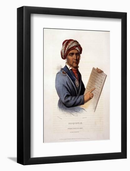 Se-Quo-Yah, Holding Cherokee Alphabet, 1828-null-Framed Photo