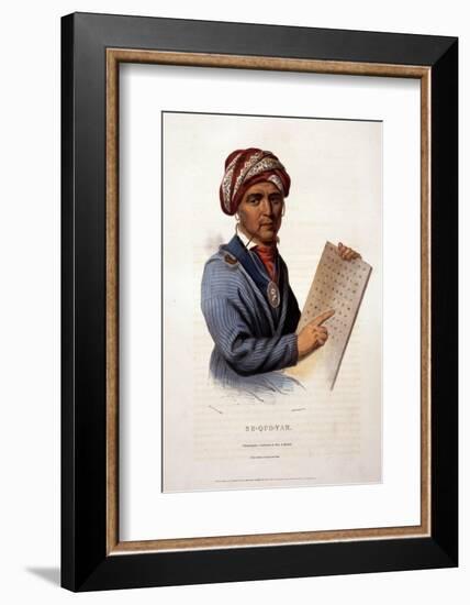 Se-Quo-Yah, Holding Cherokee Alphabet, 1828-null-Framed Photo