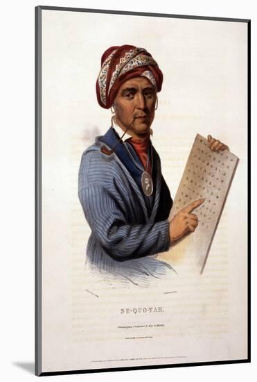 Se-Quo-Yah, Holding Cherokee Alphabet, 1828-null-Mounted Photo