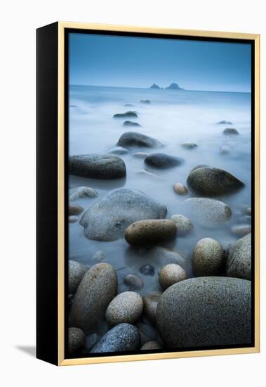 Sea and stgones at Porth Nanven, West Cornwall, UK-Ross Hoddinott-Framed Premier Image Canvas