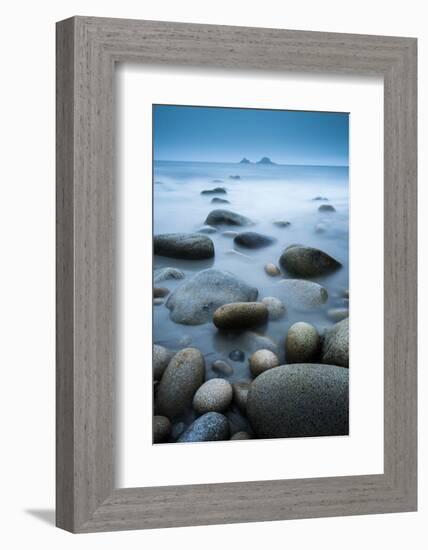 Sea and stgones at Porth Nanven, West Cornwall, UK-Ross Hoddinott-Framed Photographic Print