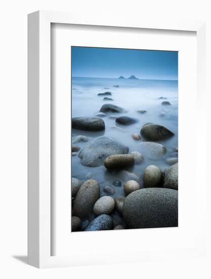 Sea and stgones at Porth Nanven, West Cornwall, UK-Ross Hoddinott-Framed Photographic Print