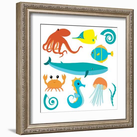 Sea Animals Collection-elein-Framed Art Print
