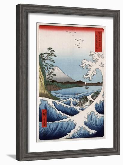 Sea at Satta in Suruga Province, Japanese Wood-Cut Print-Lantern Press-Framed Art Print