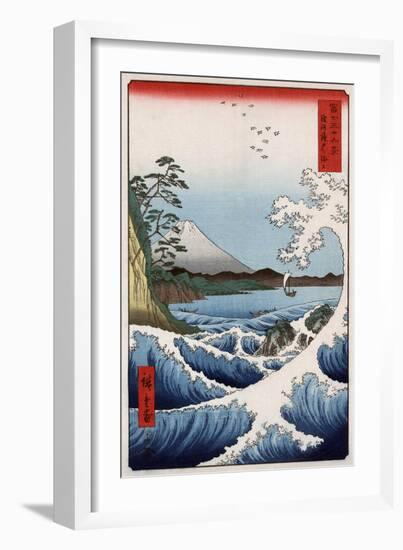 Sea at Satta in Suruga Province, Japanese Wood-Cut Print-Lantern Press-Framed Art Print