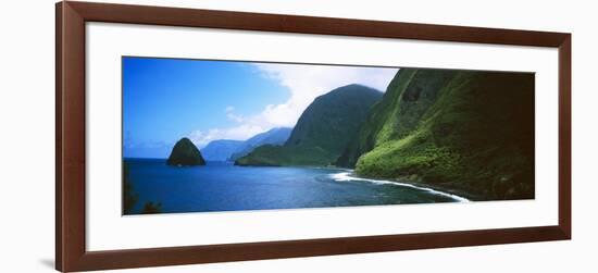 Sea Cliffs at Kalawao, Pacific Ocean, Kalaupapa Peninsula, Molokai, Hawaii, USA-null-Framed Photographic Print