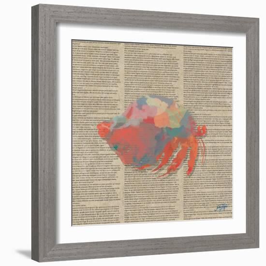 Sea Creatures on Newsprint II-Julie DeRice-Framed Art Print