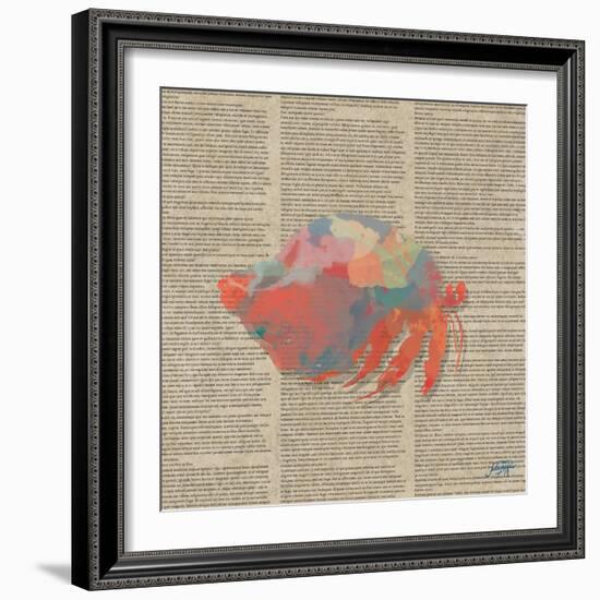 Sea Creatures on Newsprint II-Julie DeRice-Framed Art Print