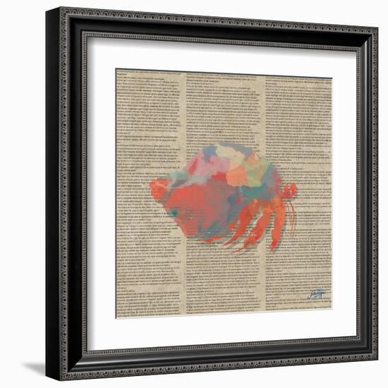 Sea Creatures on Newsprint II-Julie DeRice-Framed Art Print