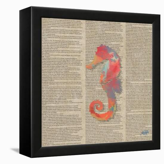 Sea Creatures on Newsprint IV-Julie DeRice-Framed Stretched Canvas