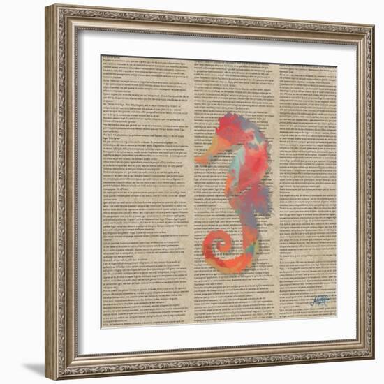 Sea Creatures on Newsprint IV-Julie DeRice-Framed Art Print