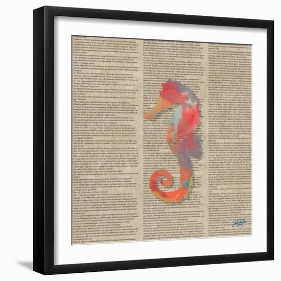 Sea Creatures on Newsprint IV-Julie DeRice-Framed Art Print