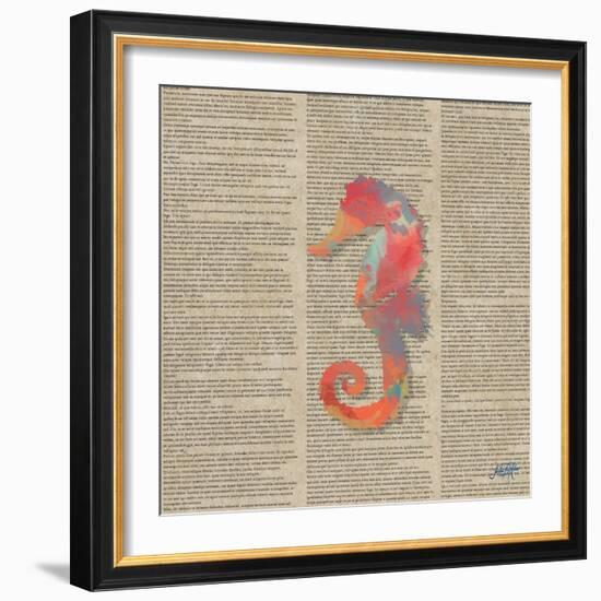 Sea Creatures on Newsprint IV-Julie DeRice-Framed Art Print