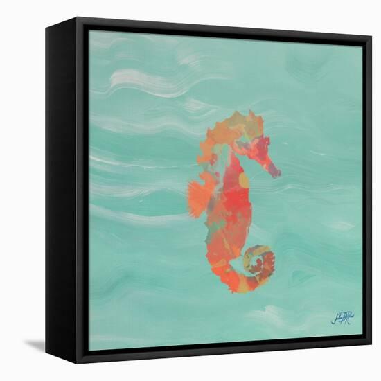 Sea Creatures on Teal III-Julie DeRice-Framed Stretched Canvas