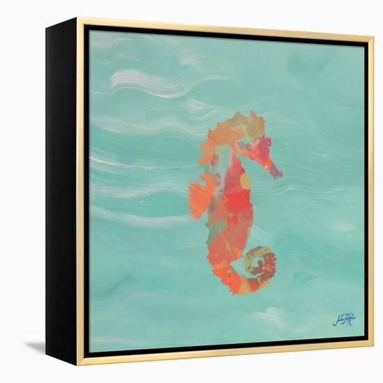 Sea Creatures on Teal III-Julie DeRice-Framed Stretched Canvas