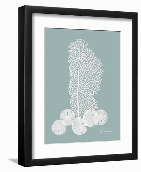 Sea Fan and Sand Dollar Teal-Albert Koetsier-Framed Art Print