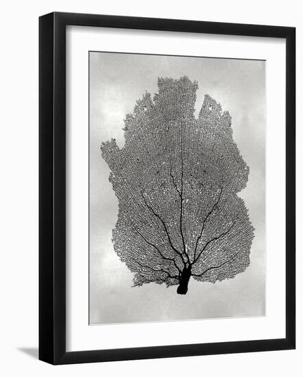 Sea Fan Black on Silver I-Melonie Miller-Framed Art Print