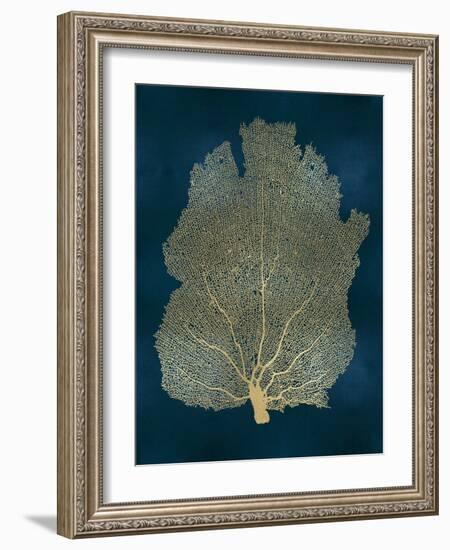 Sea Fan Gold on Teal I-Melonie Miller-Framed Art Print