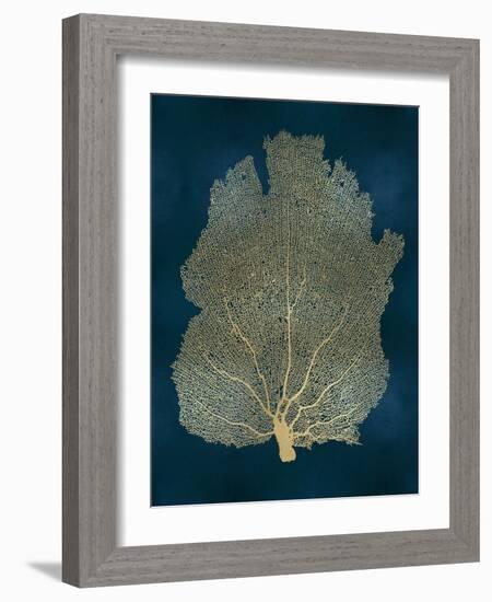 Sea Fan Gold on Teal I-Melonie Miller-Framed Art Print