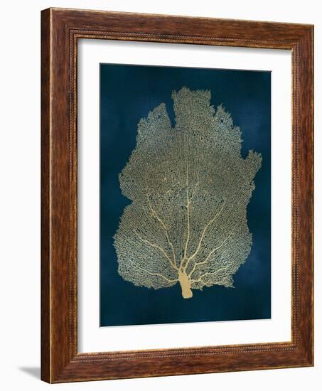 Sea Fan Gold on Teal I-Melonie Miller-Framed Art Print