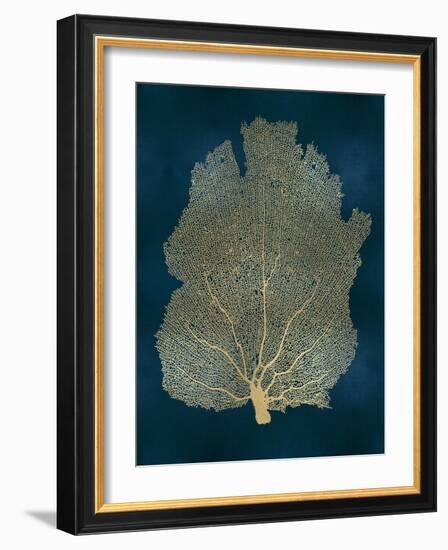 Sea Fan Gold on Teal I-Melonie Miller-Framed Art Print