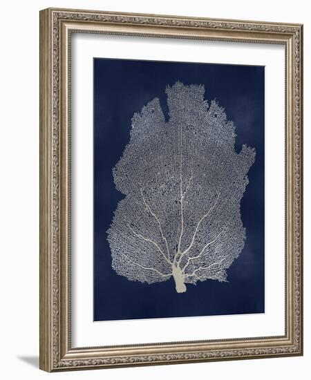 Sea Fan Silver on Blue I-Melonie Miller-Framed Art Print