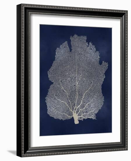 Sea Fan Silver on Blue I-Melonie Miller-Framed Art Print