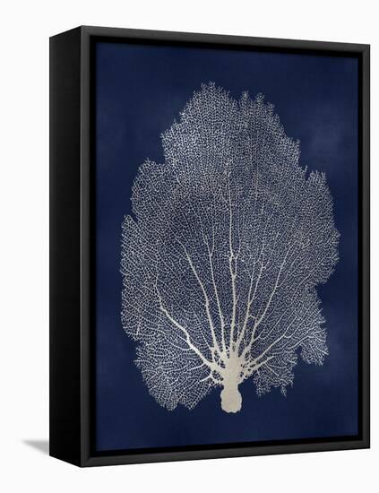 Sea Fan Silver on Blue II-Melonie Miller-Framed Stretched Canvas