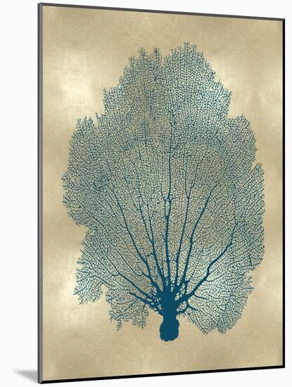 Sea Fan Teal on Gold II-Melonie Miller-Mounted Art Print