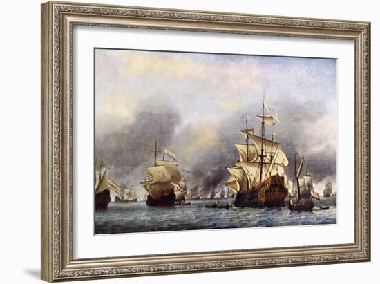 Sea Fight Between England and Holland during the Dutch War, June 1666-null-Framed Giclee Print