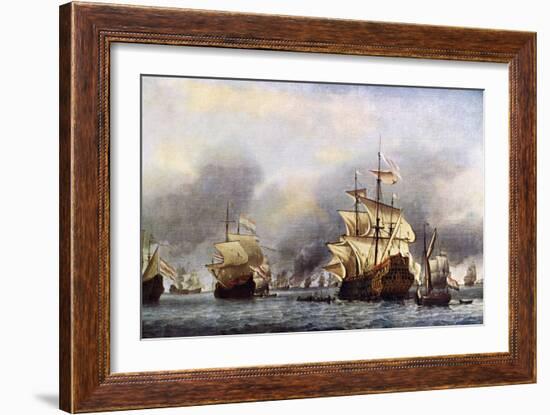 Sea Fight Between England and Holland during the Dutch War, June 1666-null-Framed Giclee Print