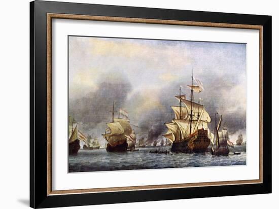Sea Fight Between England and Holland during the Dutch War, June 1666-null-Framed Giclee Print