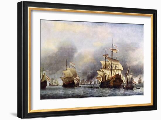 Sea Fight Between England and Holland during the Dutch War, June 1666-null-Framed Giclee Print