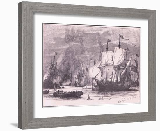 Sea Fight Off Cape Passaro Ad 1718-Charles William Wyllie-Framed Giclee Print