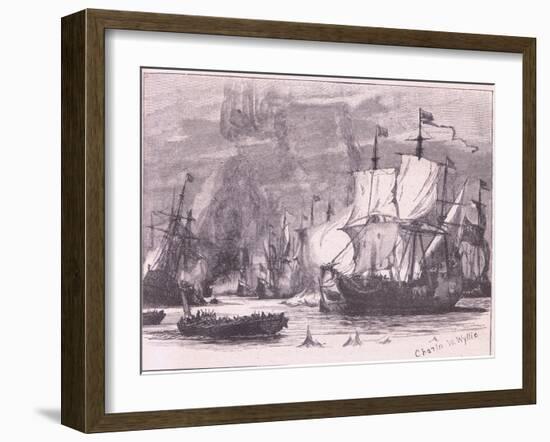 Sea Fight Off Cape Passaro Ad 1718-Charles William Wyllie-Framed Giclee Print