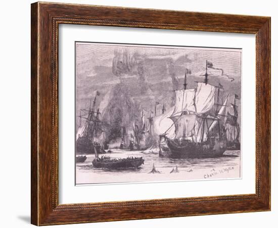 Sea Fight Off Cape Passaro Ad 1718-Charles William Wyllie-Framed Giclee Print