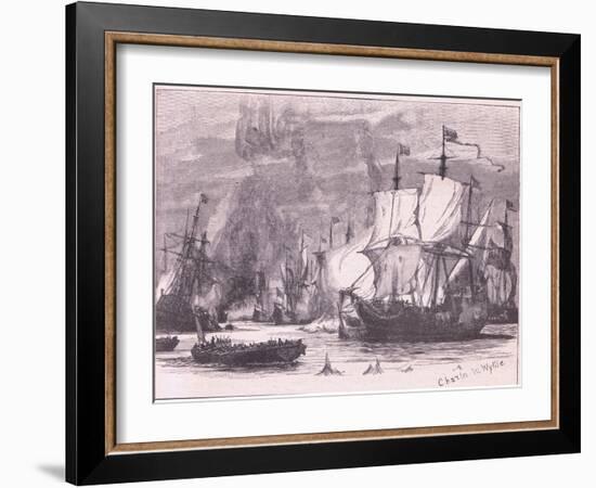 Sea Fight Off Cape Passaro Ad 1718-Charles William Wyllie-Framed Giclee Print