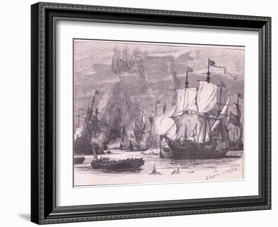 Sea Fight Off Cape Passaro Ad 1718-Charles William Wyllie-Framed Giclee Print