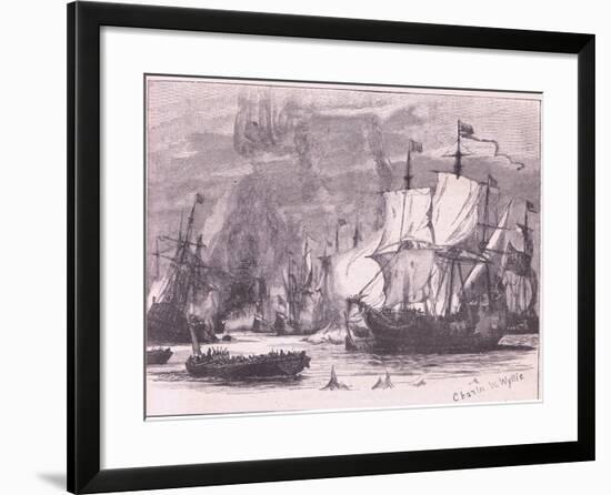 Sea Fight Off Cape Passaro Ad 1718-Charles William Wyllie-Framed Giclee Print