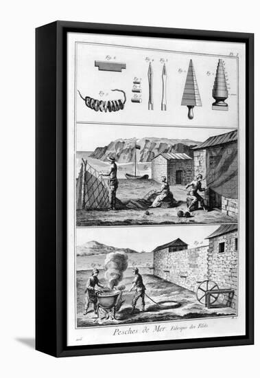 Sea Fishing, Net Manufacture, 1751-1777-Denis Diderot-Framed Premier Image Canvas