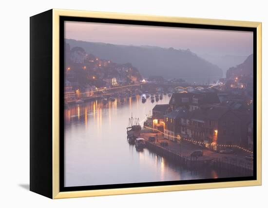 Sea Fog Builds over the Town of Looe, Cornwall, England, United Kingdom, Europe-David Clapp-Framed Premier Image Canvas