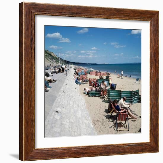 Sea Front and Beach at Bournemouth, 1971-Library-Framed Photographic Print