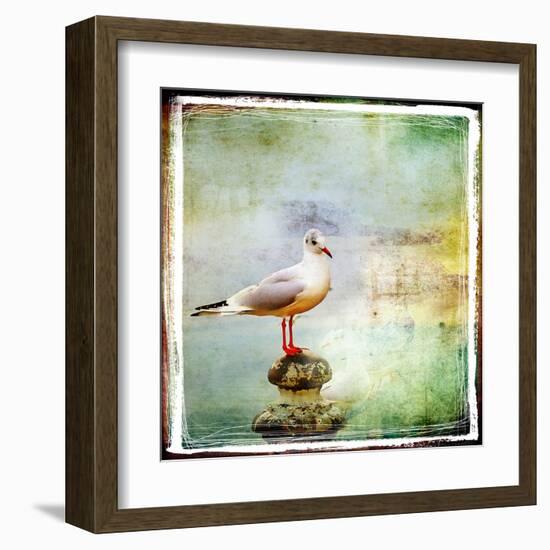 Sea Gull-Artistic Retro Styled Picture-Maugli-l-Framed Art Print