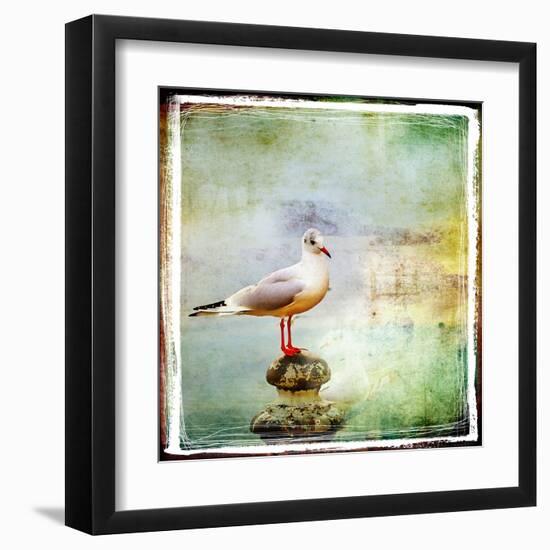 Sea Gull-Artistic Retro Styled Picture-Maugli-l-Framed Art Print