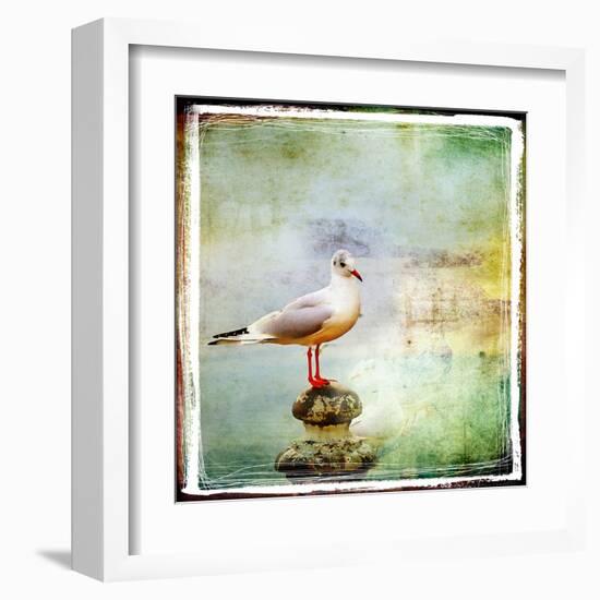 Sea Gull-Artistic Retro Styled Picture-Maugli-l-Framed Art Print