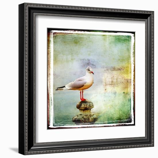 Sea Gull-Artistic Retro Styled Picture-Maugli-l-Framed Art Print